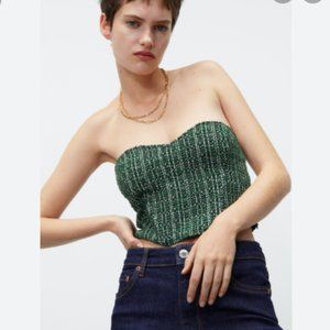 Zara corset crop top green NWT S